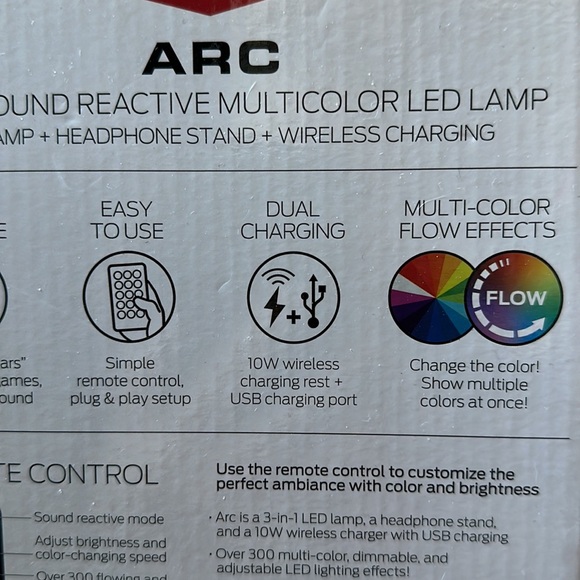 3-in-1 sound reactive multicolor LED LAMP+HEADPHONE STAND+WIRELESS CHARGER - Picture 6 of 7